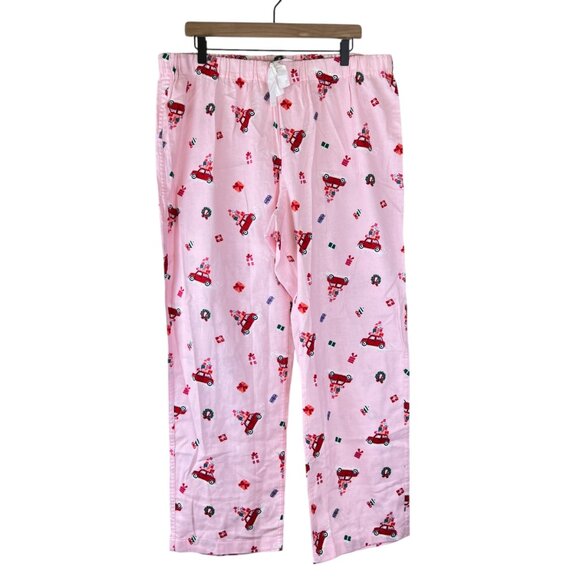 NWT J. Crew Factory Pink Holiday Printed Flannel Pajama Pants - Picture 2 of 6